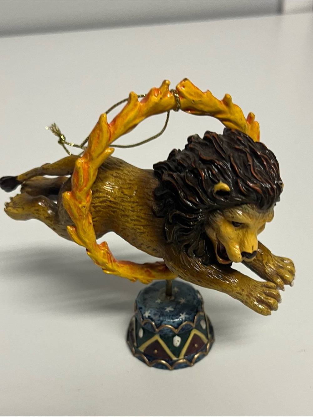 Decorative Jumping Lion Figurine Ornament in Yellow and Brown